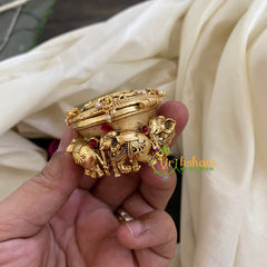 Floral Kemp Kumkum Box with Elephants-G3105