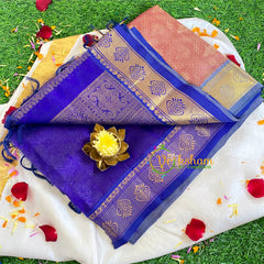 Light Peach Korvai Handloom Silk Cotton Saree-VS53
