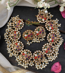 Unique Navarathna Guttapusalu Style Short Neckpiece -G2358