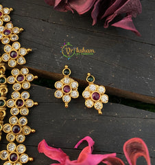 Premium AD Stone Short Neckpiece -Red white -G2423