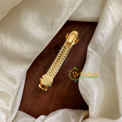 Kundan Hair Clip-Red White- Floral Leaves -H456