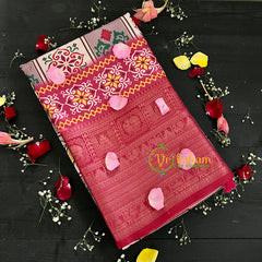 Grey and Beige Patola Semi Soft Silk Saree-VS108