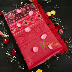 Maroon Patola Semi Soft Silk Saree-VS12