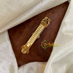 Kundan Hair Clip-Blue - Leaves -H461