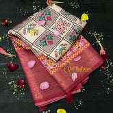 Grey and Beige Patola Semi Soft Silk Saree-VS108