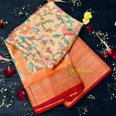 Orange Floral Patola Semi Soft Silk Saree-VS111