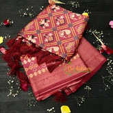 Red Patola Semi Soft Silk Saree-VS110