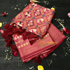 Red Patola Semi Soft Silk Saree-VS110