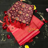 Maroon Patola Semi Soft Silk Saree-VS12