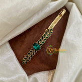 Kundan Hair Clip -Green-Leaves-H466