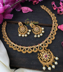 Elegant Matt Pendant Short Neckpiece-G2421