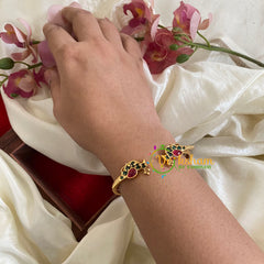 Gold Look Alike Kada Bracelet -Red Green-Parrot -G068