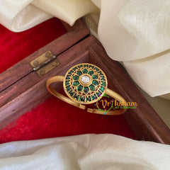 Gold Look Alike Kada Bracelet -Chakra-Green-G057