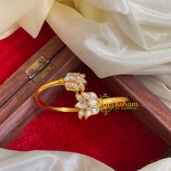 Gold Look Alike Kada Bracelet -White-Lotus -G066