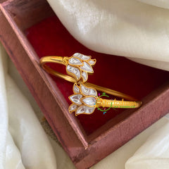 Gold Look Alike Kada Bracelet -White-Lotus -G066