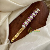 Kundan Hair Clip -White Purple-Dice and Dot -H476