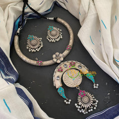 Silver Like Statement Choker Neckpiece -S644