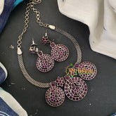 Silver Like Statement Choker Neckpiece-Red -S645