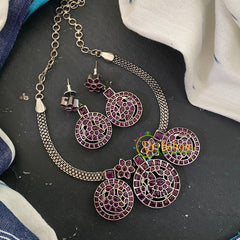 Silver Like Statement Choker Neckpiece-Red -S645