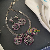 Silver Like Statement Choker Neckpiece-Red Green-S642