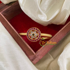 Gold Look Alike Kada Bracelet -Chakra-Red White-G053