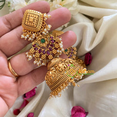 Traditional Three Tier Long Jhumkas-Red Green-G3145