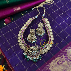 Violet Kattam with Maroon Handloom Silk Cotton Saree-VS135