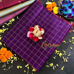 Violet Kattam with Maroon Handloom Silk Cotton Saree-VS135