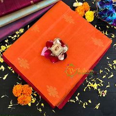 Orange with Red Handloom Silk Cotton Saree-VS128