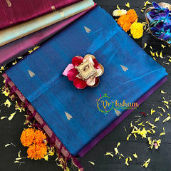 Blue with Violet Handloom Silk Cotton Saree-VS129
