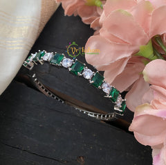 American Diamond Bracelet- Green- Silver Tone -G2518