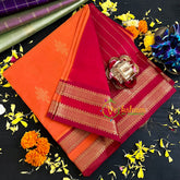 Orange with Red Handloom Silk Cotton Saree-VS128