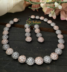 American Diamond Choker -White Gold -G1942