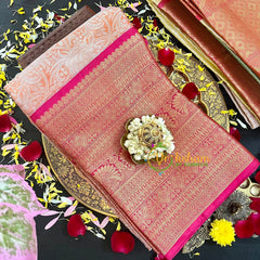Peach Semi Benarasi Saree-VS187