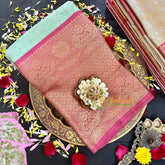 Mint Green Semi Benarasi Saree-VS182