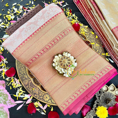 Peach Semi Benarasi Saree-VS183