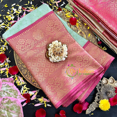 Mint Green Semi Benarasi Saree-VS182