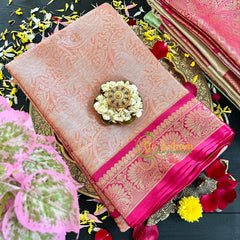Peach Semi Benarasi Saree-VS187