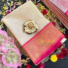 Light Pastel Yellow Semi Benarasi Saree-VS177