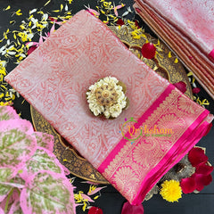 Pastel Orange Semi Benarasi Saree-VS180