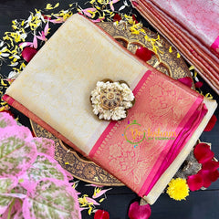 Yellow Semi Benarasi Saree-Leaf pattern-VS185