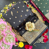 Black Semi Soft Silk Saree-VS163