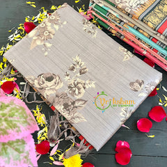 Grey Semi Tussar Pastel Floral Saree-VS160