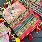 Pastel Orange Semi Tussar Pastel Floral Saree-VS159