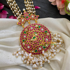 Precious Jadau Kundan Pendant Pearl Malai -J405
