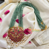 Exquisite Jadau Kundan Pendant Green Mala-J430