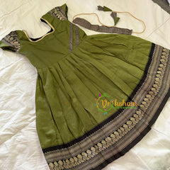 Olive Green Indian Traditional Dress for Girls - Girls Gown -VS928