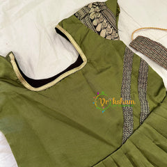Olive Green Indian Traditional Dress for Girls - Girls Gown -VS928