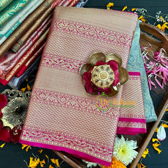 Grey with Pink Kanchi Silk Saree-VS213
