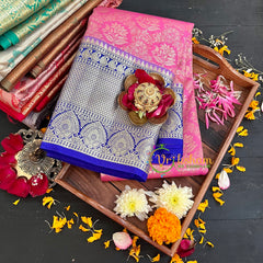 Pink and Blue Kanchi Silk Saree-VS205